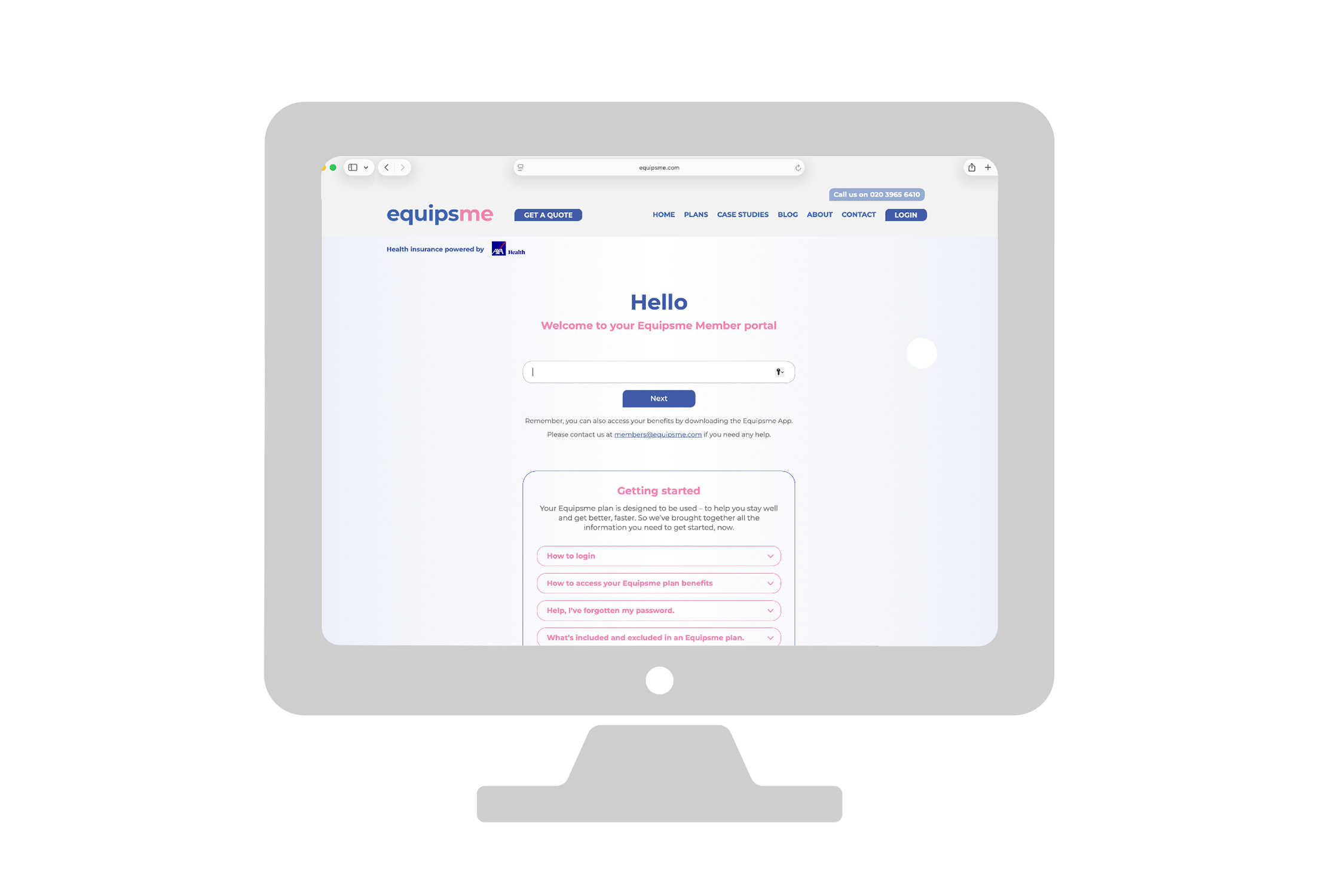 How Equipsme works: How to log in